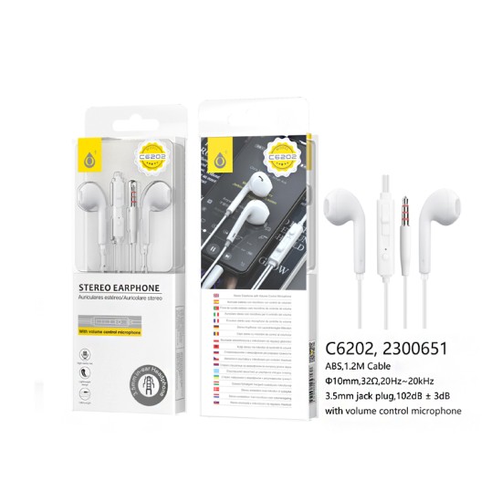 ONEPLUS EARPHONES C6202 BL WITH VOLUME CONTROL MICROPHONE 1.2M WHITE